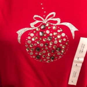 CROFT & BARROW NWT red long sleeve holiday top